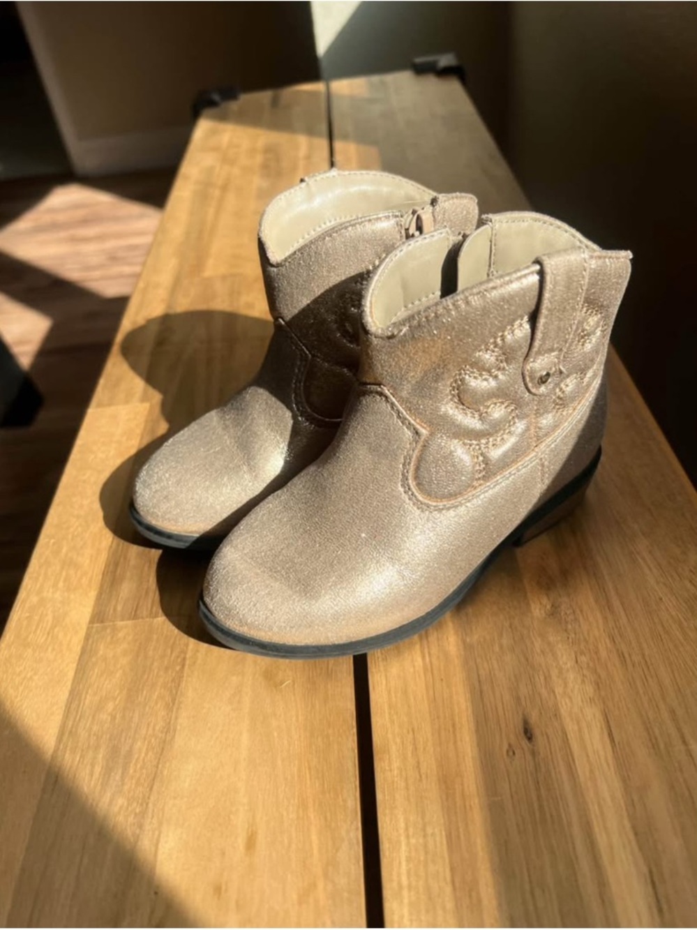 Cat & Jack Girls' Shimmering Tan Western Booties